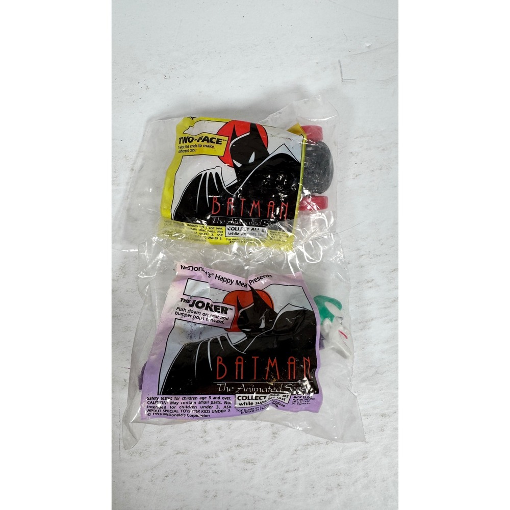 1993 Batman The Animated Series McDonalds Happy Meal Toys Joker Two-Face Sealed‎